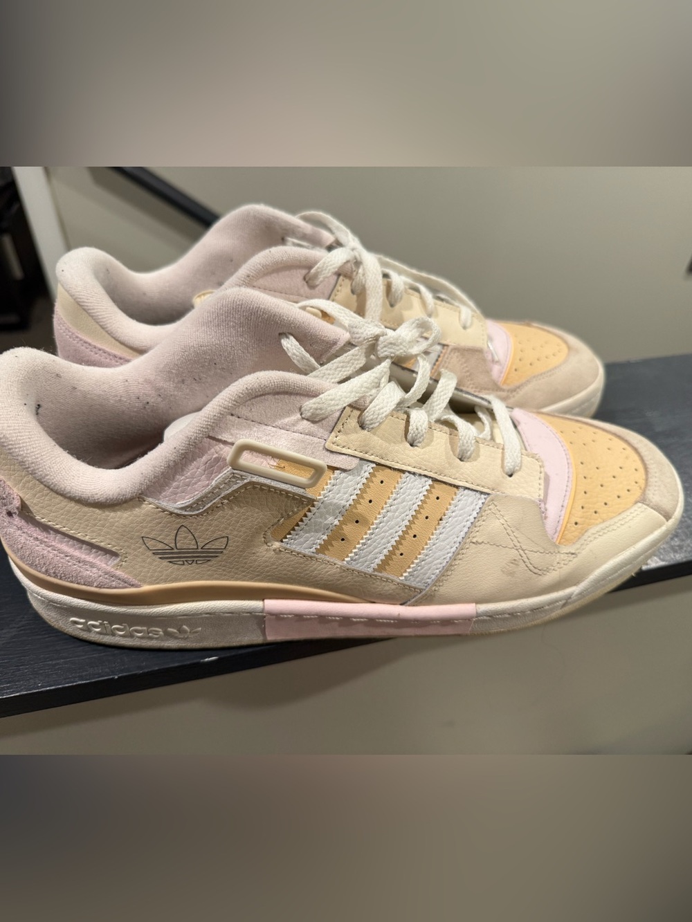 adidas Cream, Pink and Yellow Low-Top Athletic Sneakers